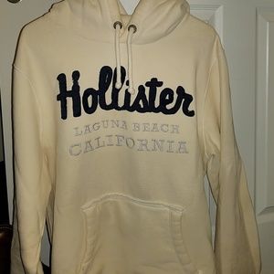 Hollister Hooded Sweatshirt (Cream/Navy, Size L)